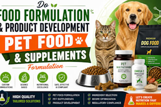do food formulation and product development pet food and supplements formulation