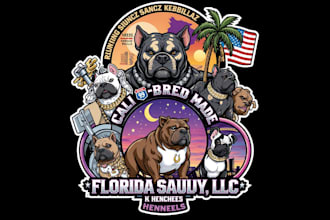 create a premium dog kennel logo for bullies and french bulldogs