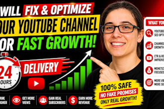 fix and optimize your youtube channel for growth in 24 hours