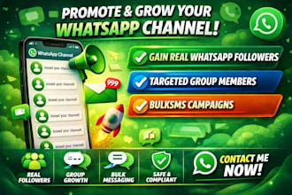 promote whatsapp channel, grow real followers and group members,whatsapp bulksms
