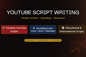 write engaging youtube scripts for storytelling and faceless videos