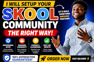 setup skool community, course promotion skool online community setup