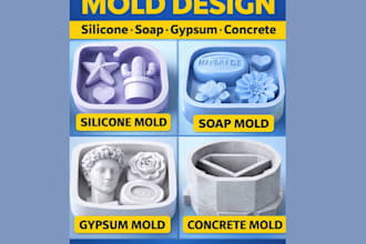 design 3d printable silicone mold, soap mold, gypsum and concrete mold