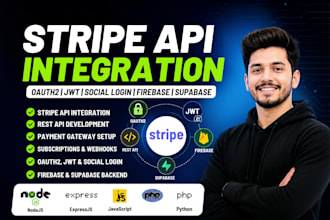 do stripe API integration, rest API, API development, payment gateway, oauth