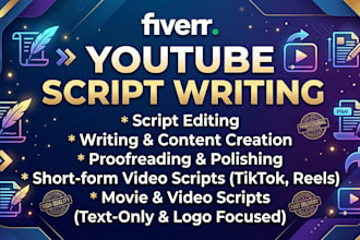 youtube and short form script writing, editing or proofreading