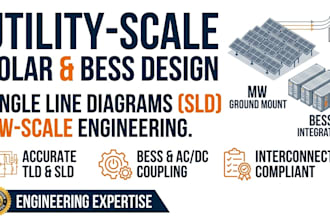 design utility scale ground mount solar and bess single line diagrams
