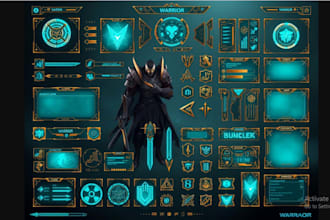 game UI UX system with icons and assets