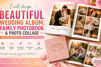 design beautiful wedding album, family photobook and photo collage