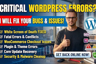 fix wordpress issues errors bugs critical errors or perform malware removal