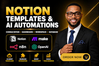 build notion template notion dashboard workspace database make com n8n ai agent