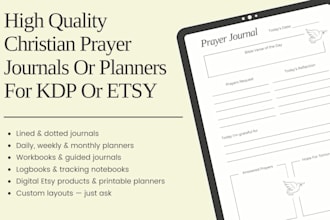 a beautiful christian prayer journal and planner for amazon KDP low content book