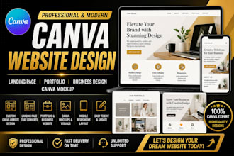 create canva website design landing page portfolio canva mockup business design