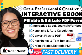 create interactive ebook, workbook, journal, planner do fillable PDF form