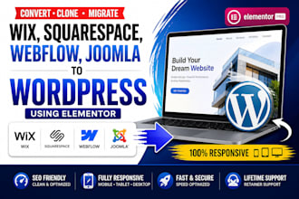 migrate clone or convert wix squarespace lovable joomla to wordpress website