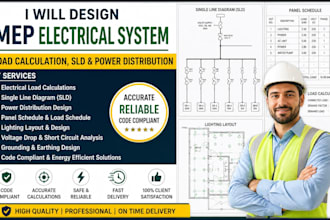 design mep electrical system, load calculation, sld and power distribution