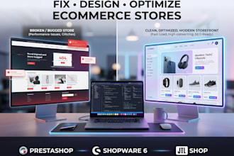 fix prestashop errors, design shopware 6 store, and customize jtl shop