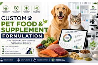 develop pet supplements and pet food pet care formulas for dogs and cat
