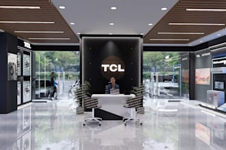 create modern retail outlet design for electronics stores