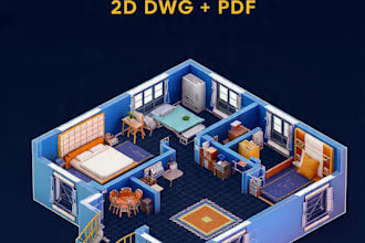 draw professional 2d architectural floor plan in autocad dwg