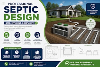 provide complete septic system design with drawings and calculations