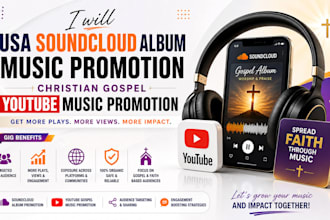 usa soundcloud album music promotion, christian gospel youtube music promotion