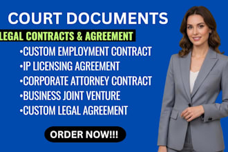 write any custom legal contract as your business attorney