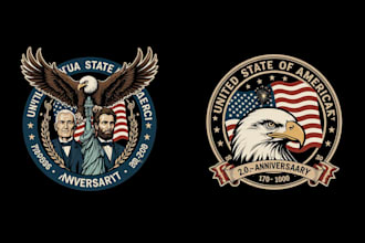 design a powerful patriotic logo with national pride and modern style
