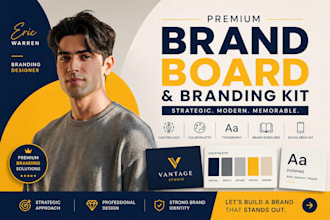 build a cohesive brand board and branding kit with logo, colors and fonts