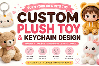 custom plush toy keychain design plushie amigurumi 3d character pattern