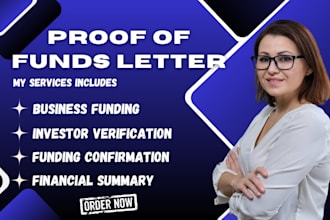 create proof of funds letter, bank style letter and financial verification