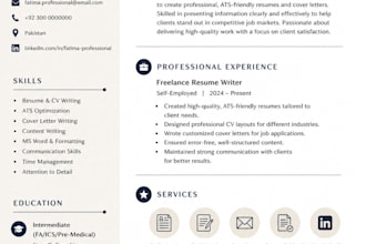 write a professional ats friendly resume and CV