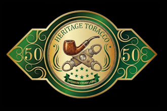 do premium cigar label, cigar band, cigar box, and cigar logo design for you