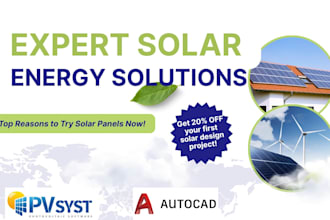 design solar pv system with pvsyst simulation report and autocad drawings
