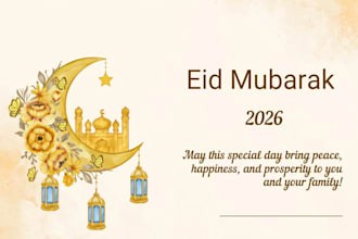 design eid mubarik greeting cards and instagram posts in 24h