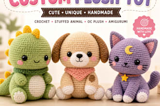 design custom plush toy, cute plushies, stuffed animal, oc plush character