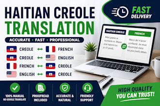 translate haitian creole to english and french