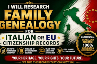research family genealogy for italian or eu citizenship records