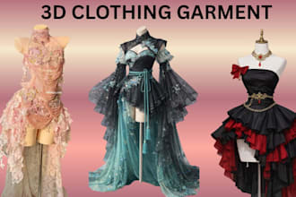 do 3d cloth garment mesh design in clo3d marvelous designer for second life imvu
