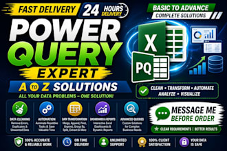 do excel power query data cleaning,automation,and dashboards
