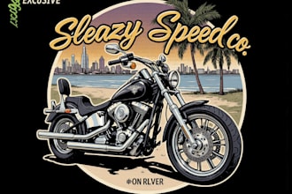 draw custom motorcycle garage logo illustration for t shirt