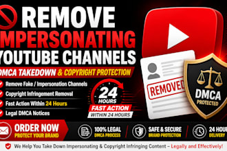 remove impersonating youtube channel and copyright content