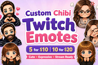 design custom twitch emotes in chibi style