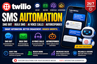 build twilio sms bot,bulk sms, ai voice calls, autoresponder bot