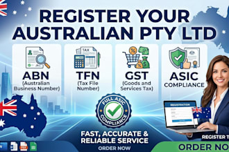 register your australian pty ltd, abn, tfn and gst with full asic compliance