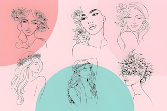 do minimalist line art, feminine line art, one line art, and vector illustration