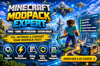 create, fix and optimize modpack minecraft, paper, fabric to forge, server setup