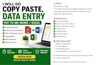 do copy paste work, pdf conversion, date entry, typing works