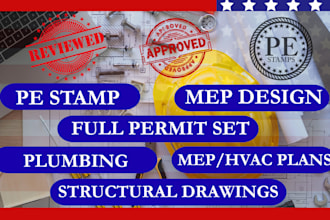 full engineer permit drawings, mep, pe stamp nv ia ut ct as a licensed engineer