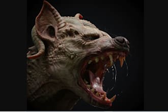 sculpt realistic zbrush creature heads and busts for dark horror, cinematic arts