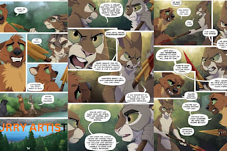 do realistic furry comic page furry comic book illustration  anthro comic art sf